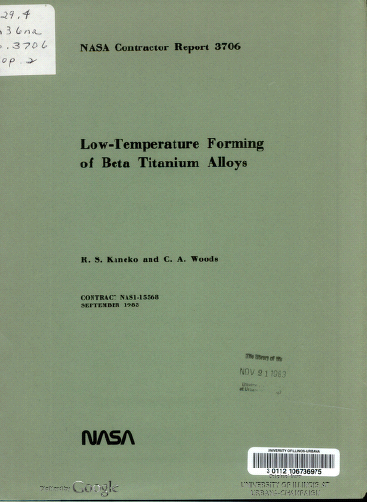 Low-temperature forming of beta titanium alloys BY Woods - Scanned Pdf